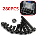 Suleve M3AH2 280pcs M3 Hex Socket Screws Allen Bolt Assortment with Nuts Grade 12.9 Alloy Steel
