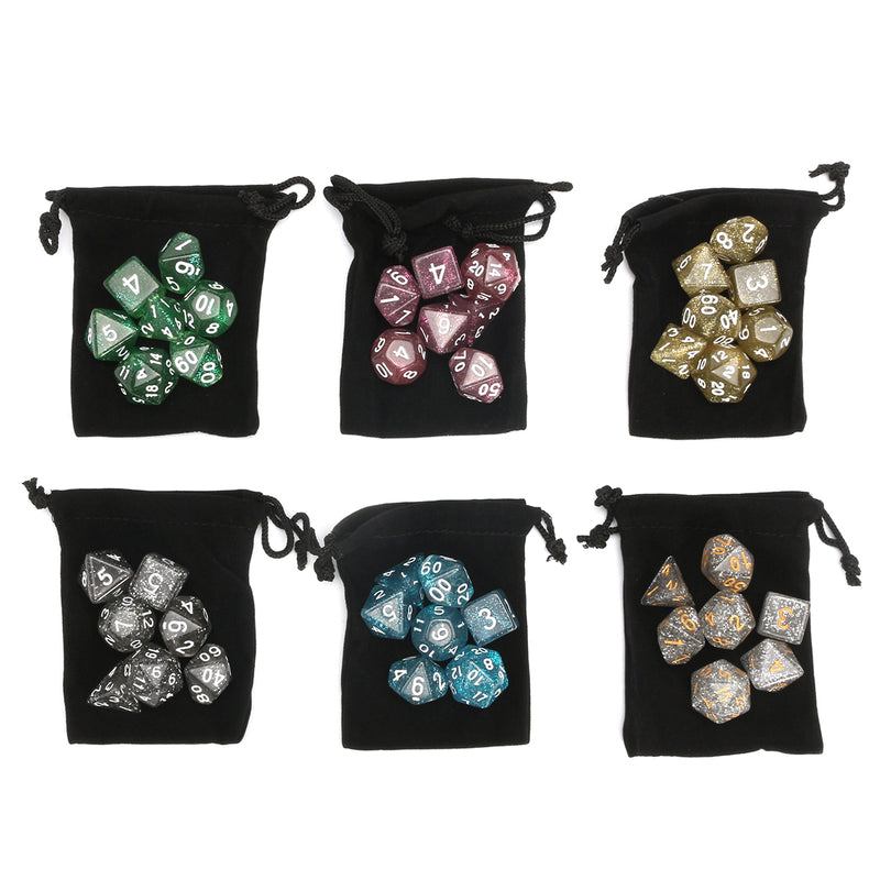 42Pcs Polyhedral Dice Set D20 D12 D10 D8 D6 D4 Games With Bag Velvet Pouches