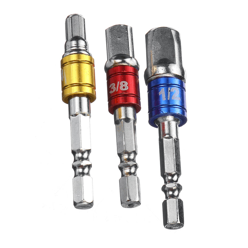 7Pcs Extension Bar Impact Socket Square Hex Shank Socket Adapter Drill Bit