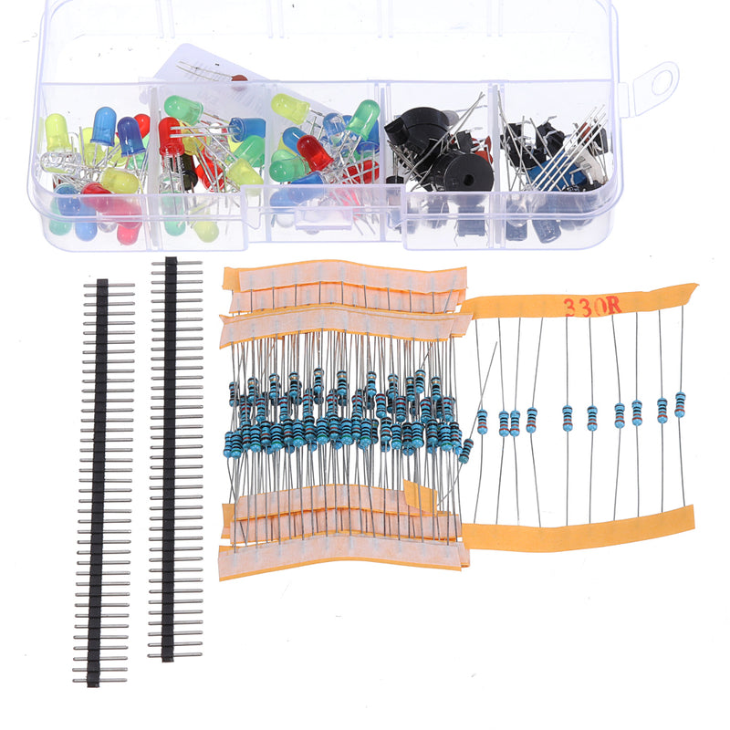 Electronics Component Basic Starter Kit with Precision Potentiometer Buzzer Capacitor Compatible for