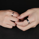 Couple Stainless Steel Rings Hollow Footprints Engrave Name Promise Bands Jewelry