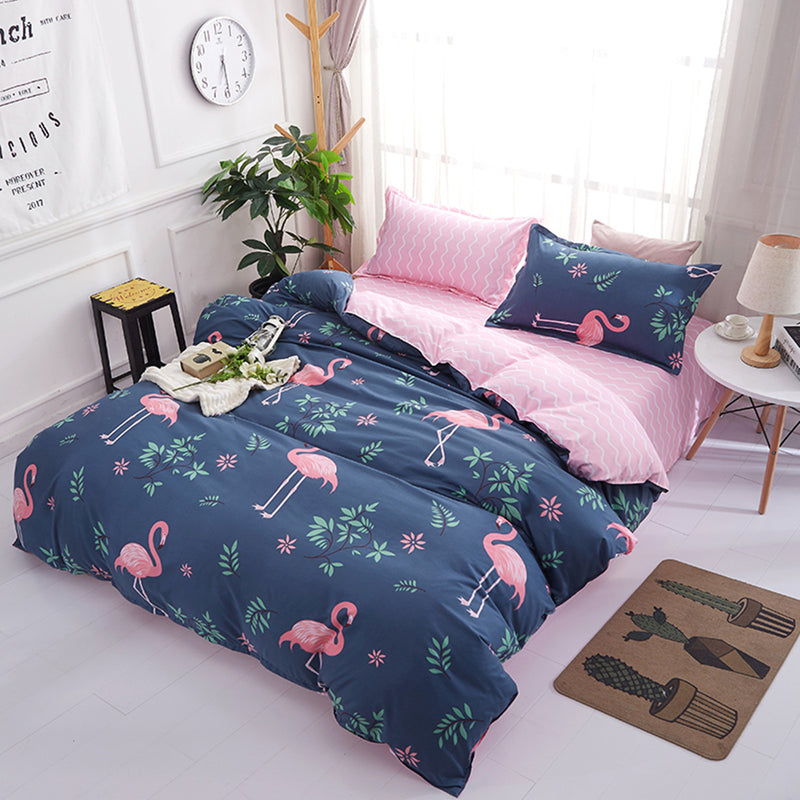 4PCS Bedclothes Polyester Print Bedding Sets Quilt Duvet Cover Pillowcase Decor