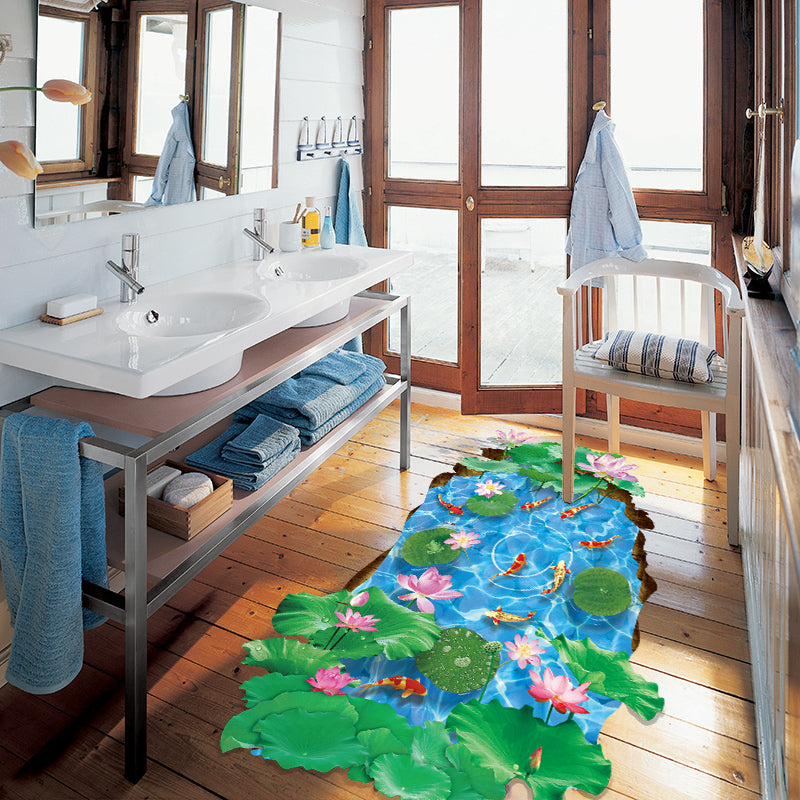 Miico Creative 3D Goldfish Lotus Pond PVC Removable Home Room Decorative Wall Floor Decor Sticker