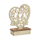 Romantic Lovebirds Wedding LED Light Wooden Ornament Bridal Heart Shape Decorations