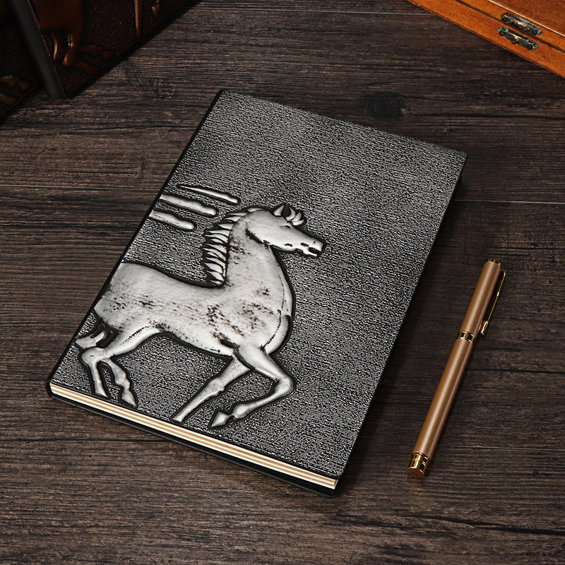 1 Piece European Retro 3D Embossed PU Notebook A5 Bronze Color Notepad Vintage Journal Diary Stationery Supplies