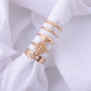 5 Pcs Vintage Personality Diamond St. Lord's Totem Pattern Ring Set