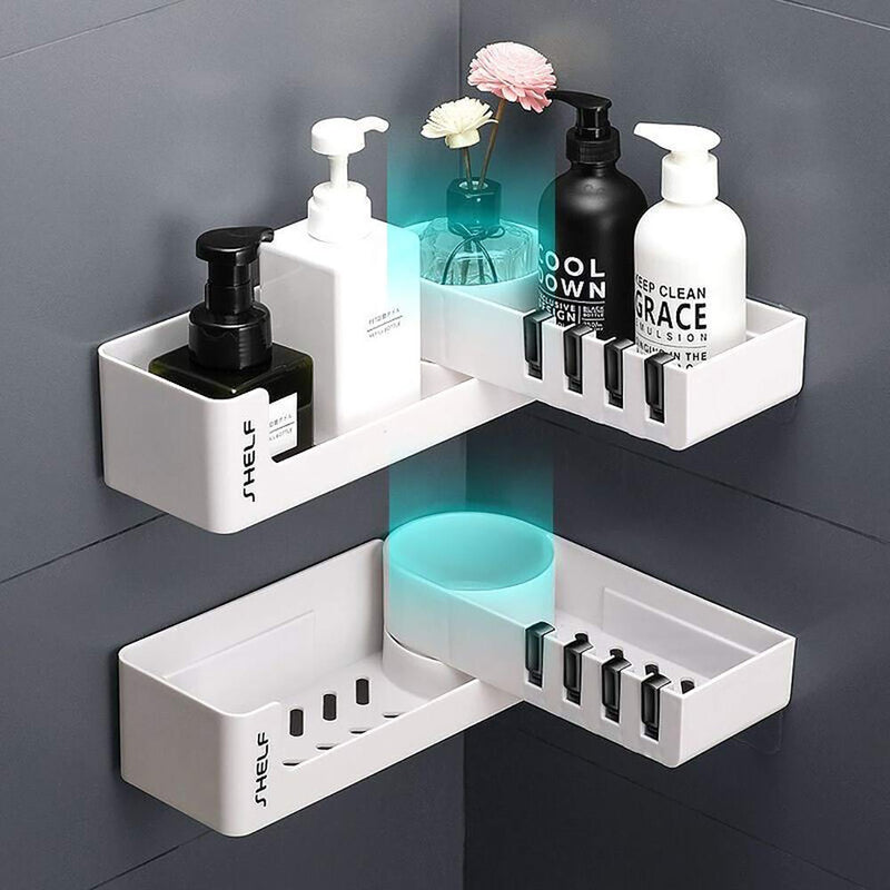 Rotating Corner Bathroom Storage Rack Shower Shelf Organizer Basket Tidy Hook Bathroom Shelf Rack