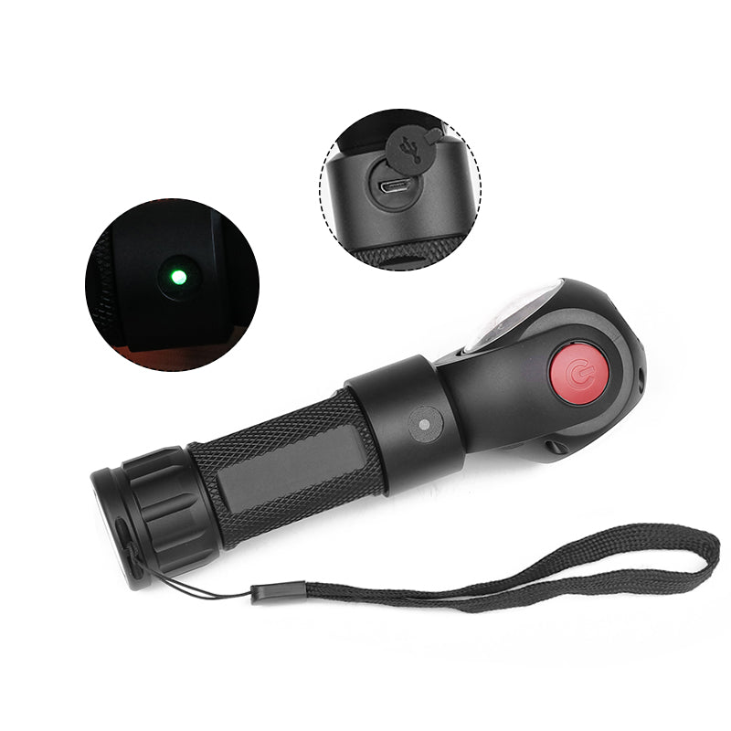 XANES 1315 T6 + COB 7Modes 360 Rotating Head Flashlight Magnetic Tail USB Charging LED Torch