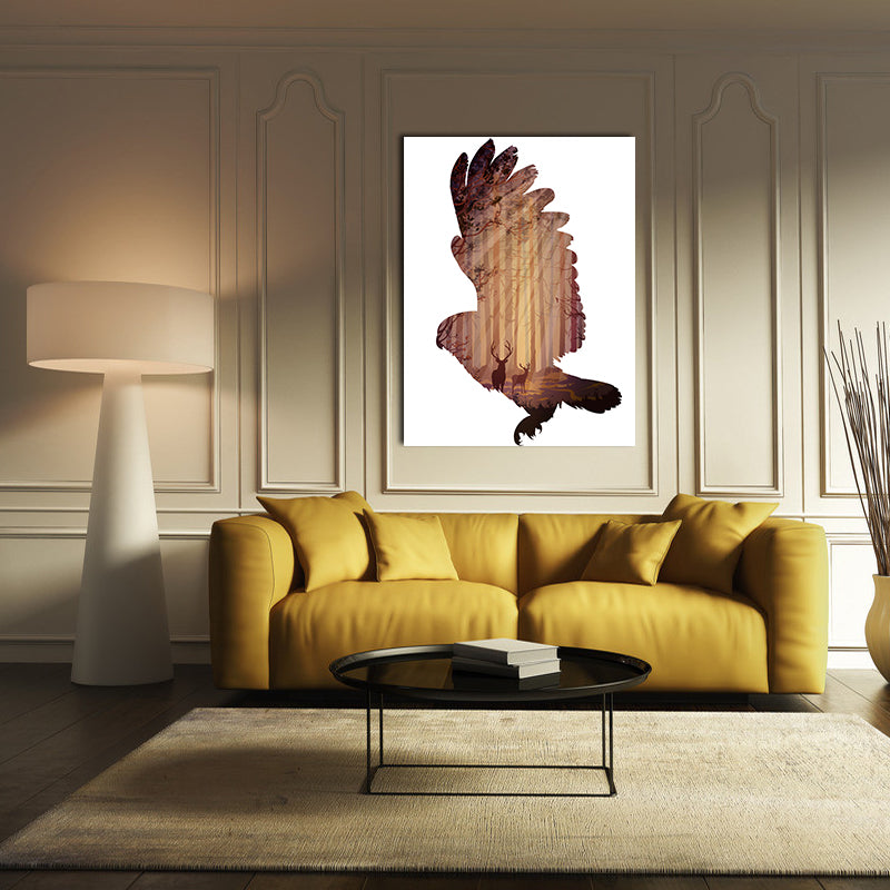 Miico Hand Painted Oil Paintings Simple Style-B Flying Owl Wall Art For Home Decoration Painting