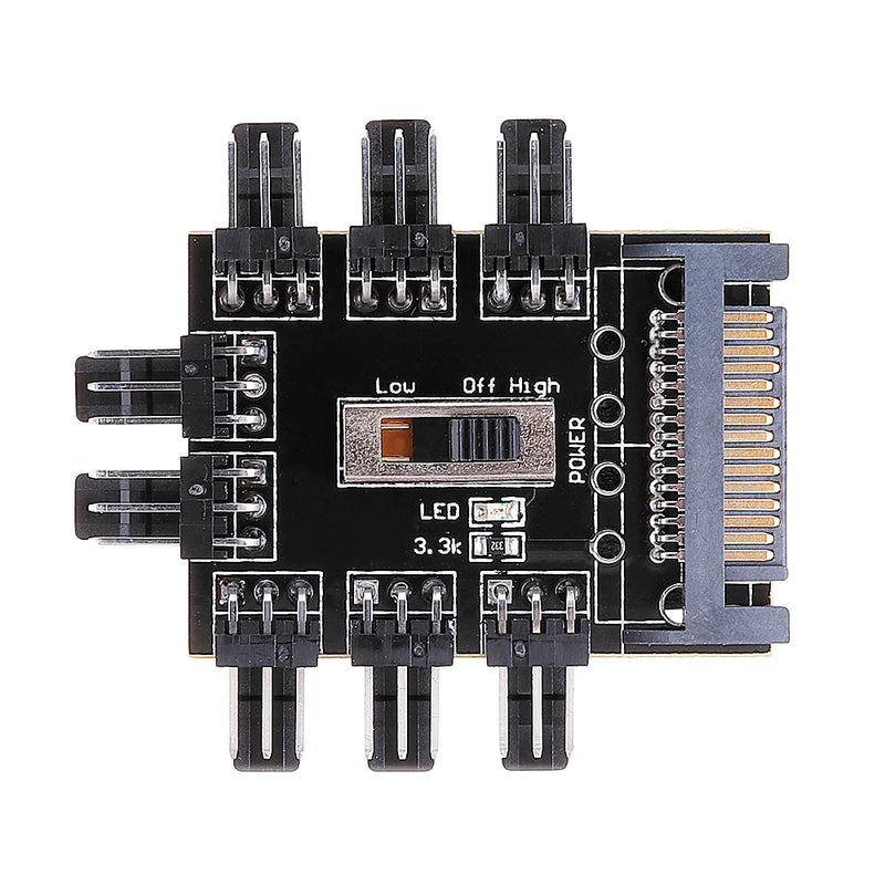 Computer Chassis Fan Hub Board FAN HUB Supports 8-way Fan 4P Power Supply 3-speed Governor