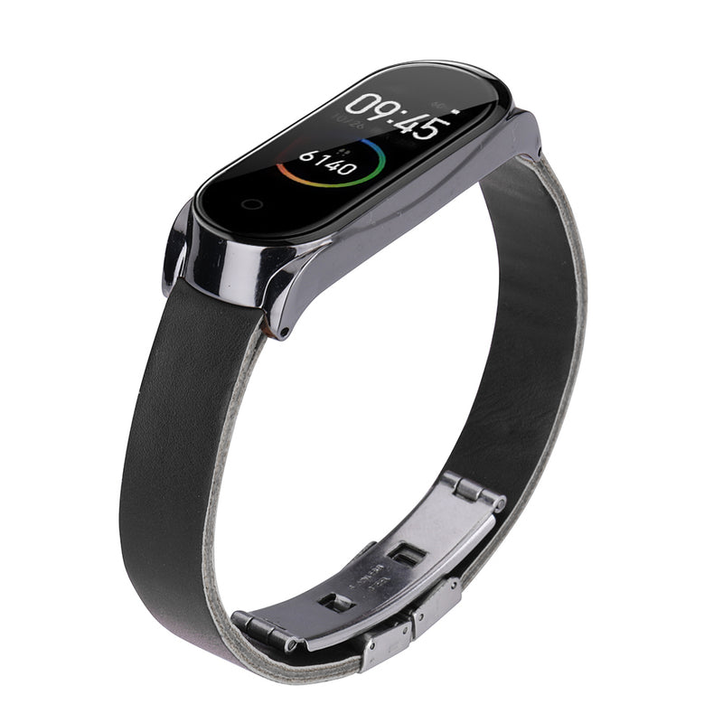 Bakeey Retro Butterfly Push Button Deployment Buckle PU Leather Watch Band Strap Replacement for Xiaomi Mi band 3 Xiaomi Mi band 4