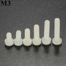 Suleve M3NP2 50Pcs M3 White Round Pillips Pan Head Plastic Nylon Screw Bolt 5/6/8/10/12/15/20/25mm Length