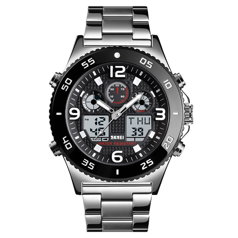 SKMEI 1538 Business Style Dual Display Watch Alarm Multifunction Metal Case Men Digital Watch