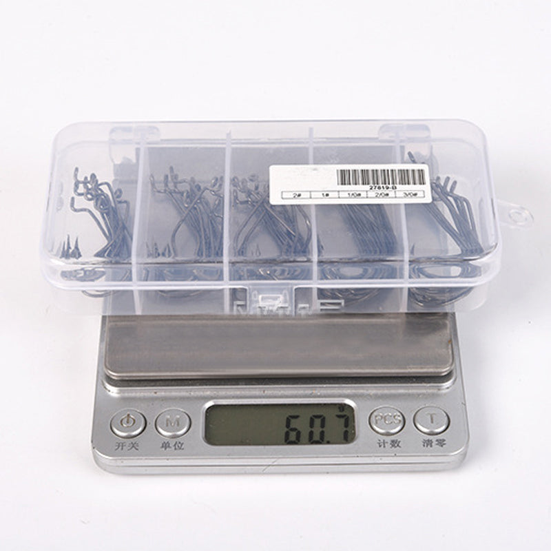 LEO 50pcs/lot 5 Sizes High-carbon Steel Fishing Hook Worm Frog Lure Hooks Bait Hooks With Box