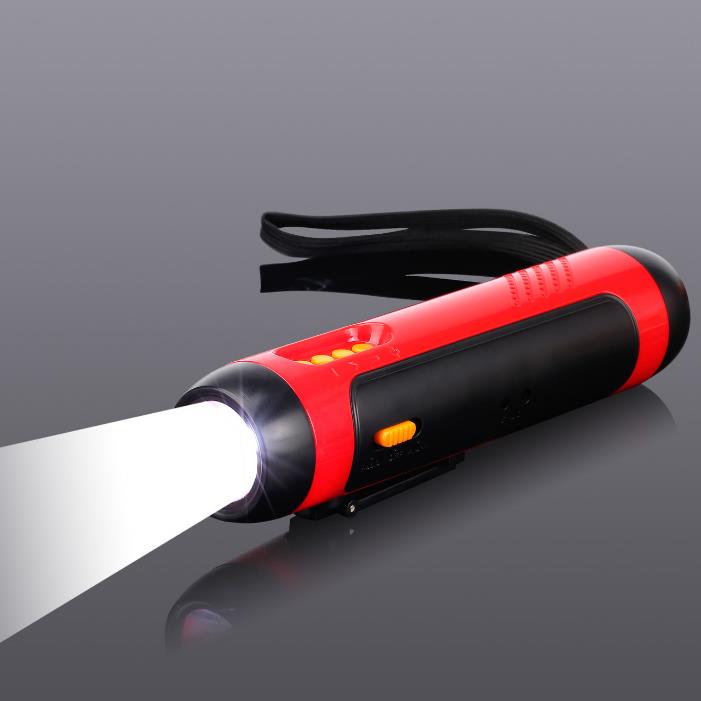 New Version Outdoor Multi-function Flashlight Hand-cranked Power Generation Power Bank FM Radio