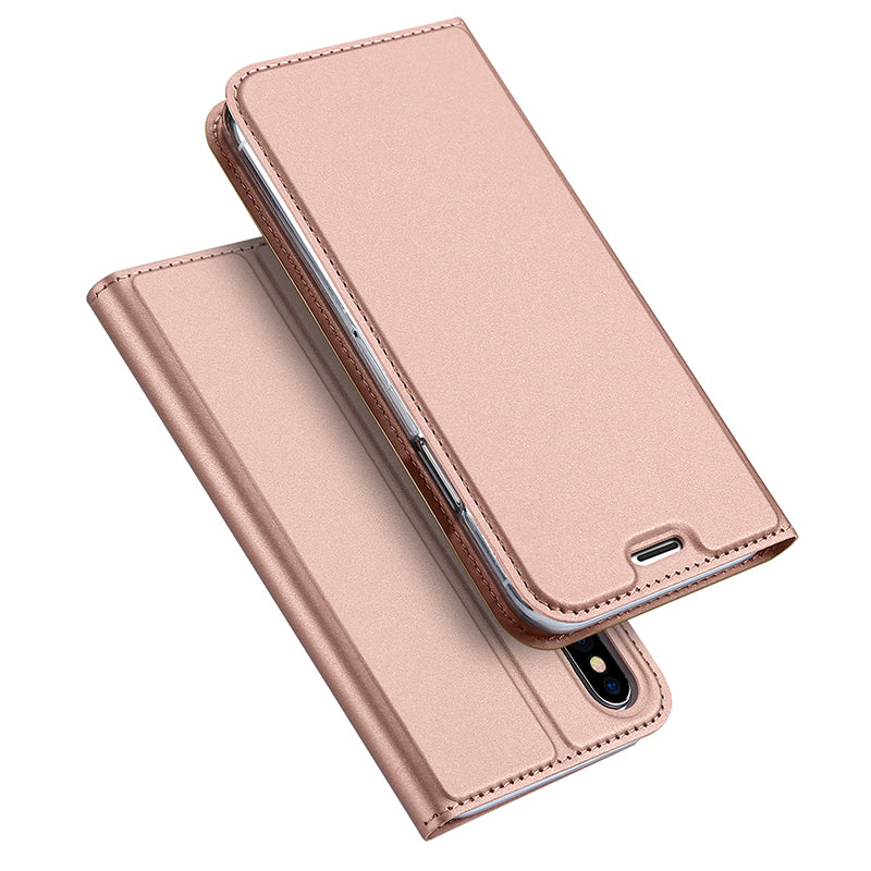DUX DUCIS Magnetic Flip Card Slot Bracket PU Leather Case For iPhone X