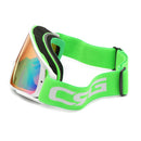 Motorcycle Racing Ski Goggles Uv Protection Anti Fog Green Frame