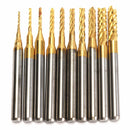 Drillpro 10pcs 0.8-3mm Titanium Coated End Mill Cutter Milling Cutter