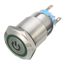 5 Pin 19mm LED Silver Steel Push Button Latching Power Switch Waterproof 12V