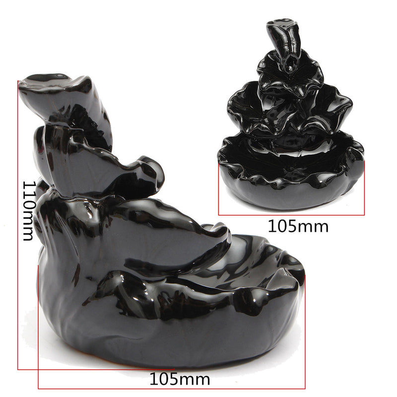 Ceramic Backflow Incense Cone Burner Feng Shui Censer Holder Water Stream Home Fragrant Furnace