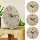 12cm Round Wooden Table Clock Battery Powered Office Home Living Room Decor