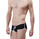 Swimming Trunks Drawstring Boxer Patchwork Side Button Swimsuits for Men