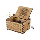 Hand Crank Wooden Engraved Queen Music Box Kids Christmas Ornament Gift 64*52mm