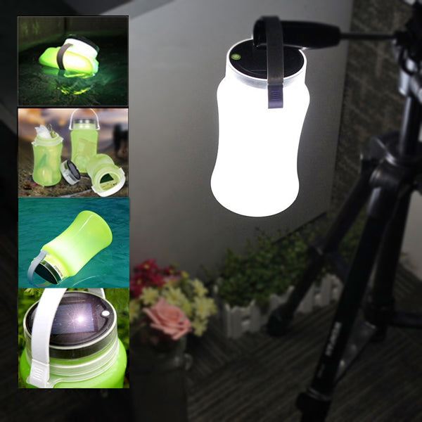 Outdoor Fishing Folding Solar Light IPX7 Waterproof Powered LED Lantern Silicone Bottle