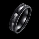 Gold Black Stripe Stainless Steel Couple Ring Women Jewelry Birthday Dating Gift