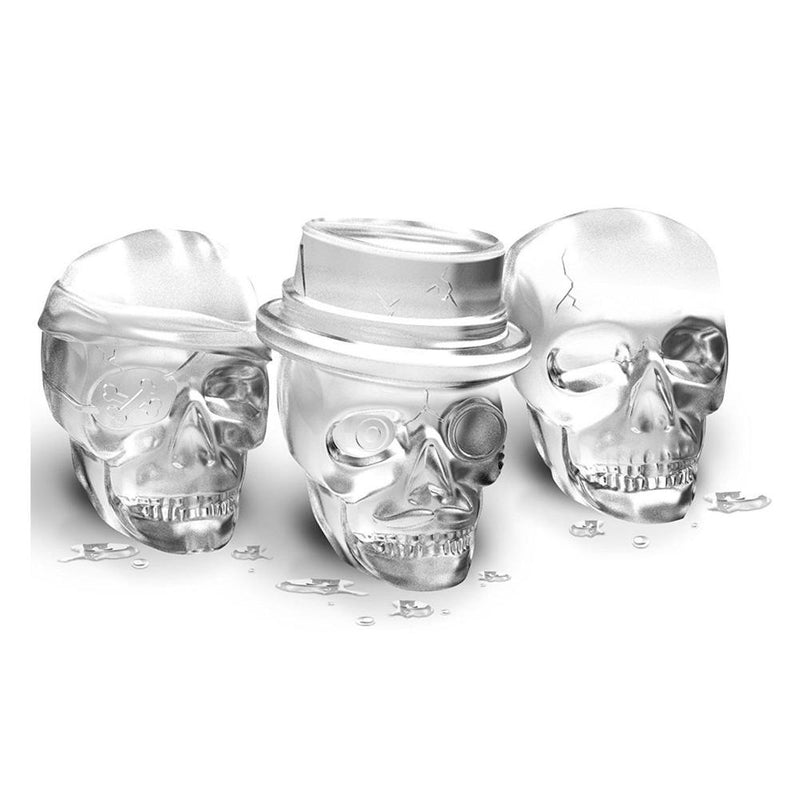 KCASA 3D Skull Ice Cube Tray Halloween Ice Mold Cocktiail Silicone Ice-cream Mold Maker Set Of 3