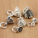 S925 5pcs Sterling Silver Lotus Beads Charm DIY Jewelry Settings Accessories