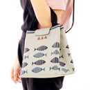 Fish Pattern Oxford Picnic Bag Aluminum Foil Insulation Package Waterproof Cooler Lunch Box Bag