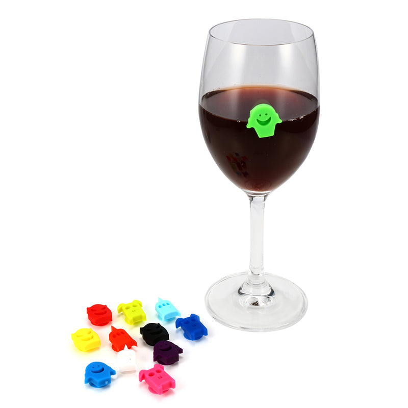 12 Pcs Silicone Animal Emoji Wine Charm Wine Glasses Cocktail Drinks Maker Bar Tools