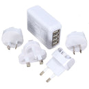 4 Port USB Multifunctional Travel Plug Charger Adapter for Universal International Usage