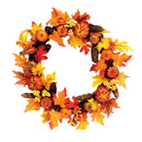 60cm Christmas Maple Leaves Pumpkin Berry Wreath Garland Door Hanging Craft Decorations