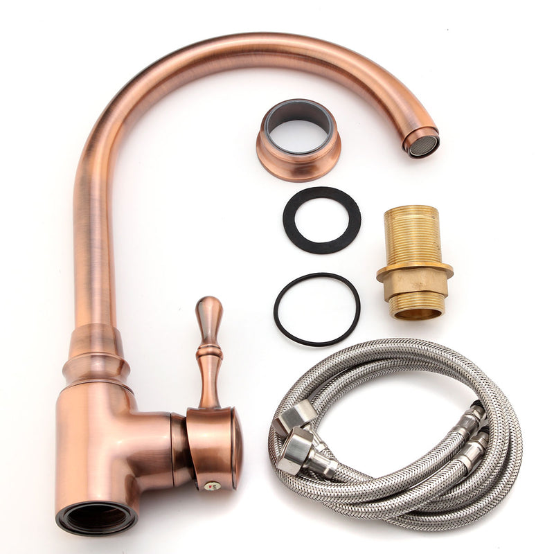 TAPCET Red Copper Antique Kitchen Basin Sink Faucet Hot&Cold Water Mixer Tap
