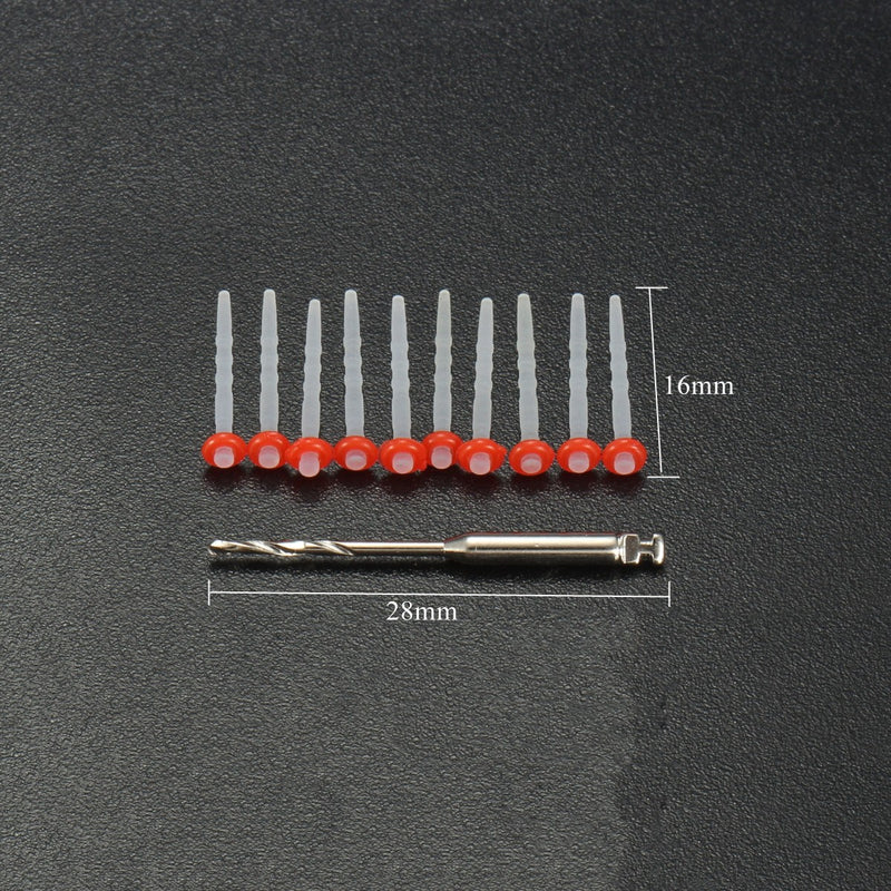 10pcs Dental Fiber Post Resin High-intensity Screw Thread Quartz with Drill