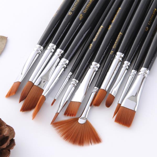 Zhuting ZN 0015A 12 Pcs Short Rod Copper Tube Nylon Writing Brush Supplies