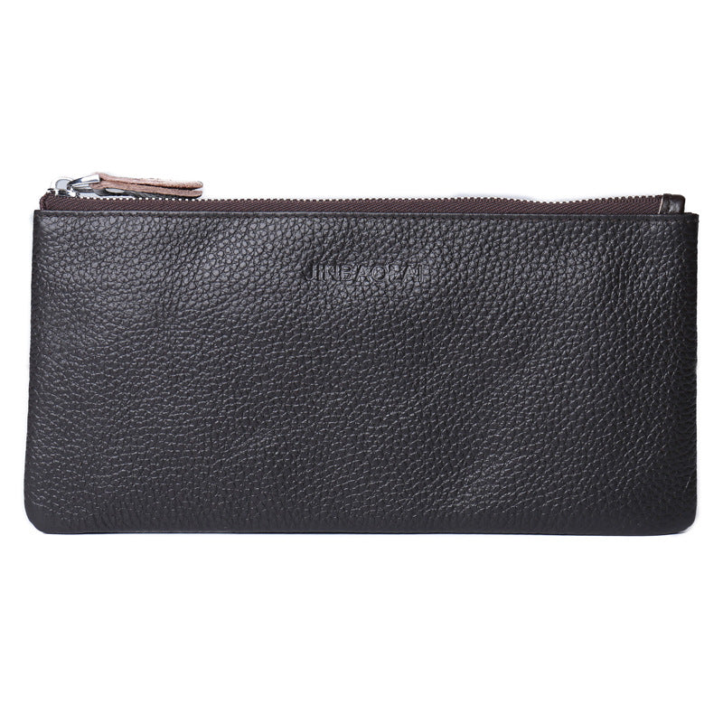 JINBAOLAI Luxury High Quality Genuine Leather Men Wallet Zipper Handbag Card Holder Coin Purse