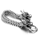 Cool Heavy Stainless Steel Silver Dragon Head Cuff Bangle Men's Bracelet