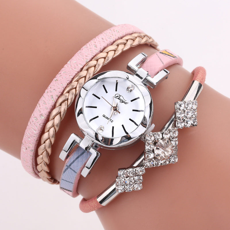 DUOYA D255 Flower Dial Show Fashionable Women Bracelet Watch Tourist Dress Retro Style Quartz Watch
