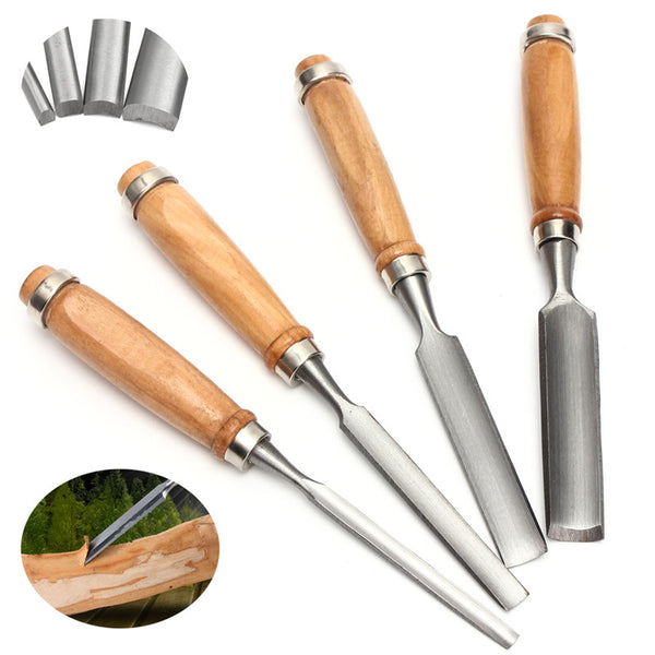 4Pcs Wood Carving Roughing Hand Chisel Tool Kit Set Working Professional Gouges