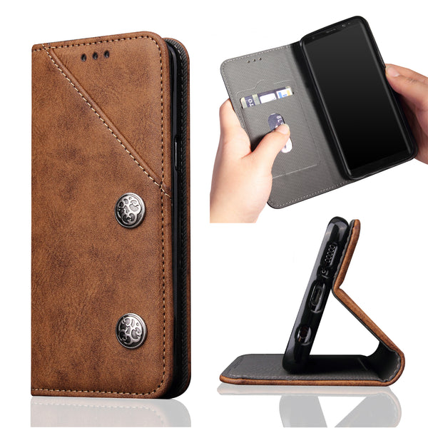 Flip Bracket Card Slot PU Leather Protective Case for Samsung Galaxy S9 Plus