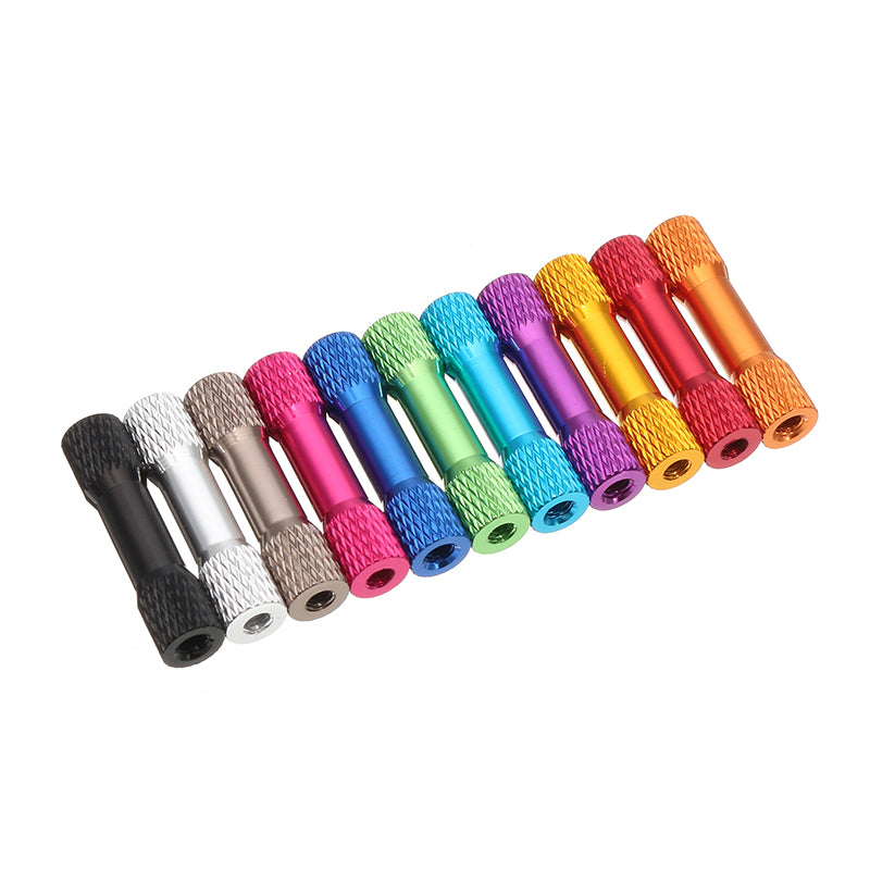 Suleve M3AR4 10Pcs M3 25mm Knurled Standoff Aluminum Alloy Multicolor