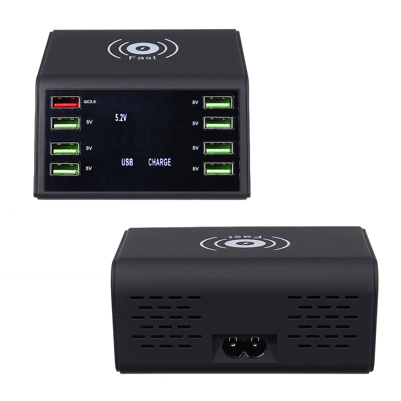 8 USB Port QC 3.0 Charger Dock Stand Station for Multiple Devices with for Phone Wireless Fast Charging