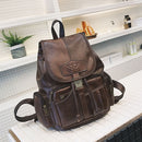 PU Leather Backpack Travel Camping Drawstring Bag School Bag Shoulder Pack Handbag