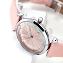 SHENGKE SK K0099 Crystal Radiation Pattern Dial Women Elegant Leather Strap Quartz Watch