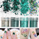 4 box 10ml Green Iridescent Nail Art Glitter Powder Sheet 1mm Sequins Sparkly Colorful Acrylic Tips