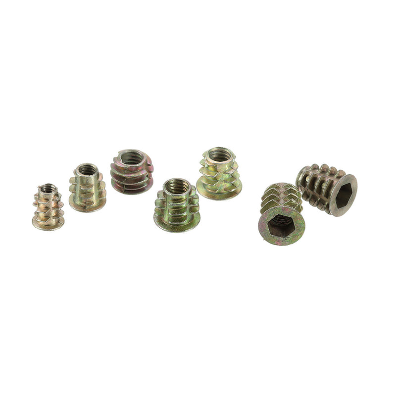 Suleve MXZN3 70Pcs M4/M5/M6 Zinc Alloy Wood Furniture Hex Socket Drive Head Threaded Insert Nut Internal and External Nut 8-15mm