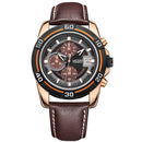 MEGIR 2023 Men Watch Luxury Leather Strap Chronograph Casual Male Quartz Wrist Watch